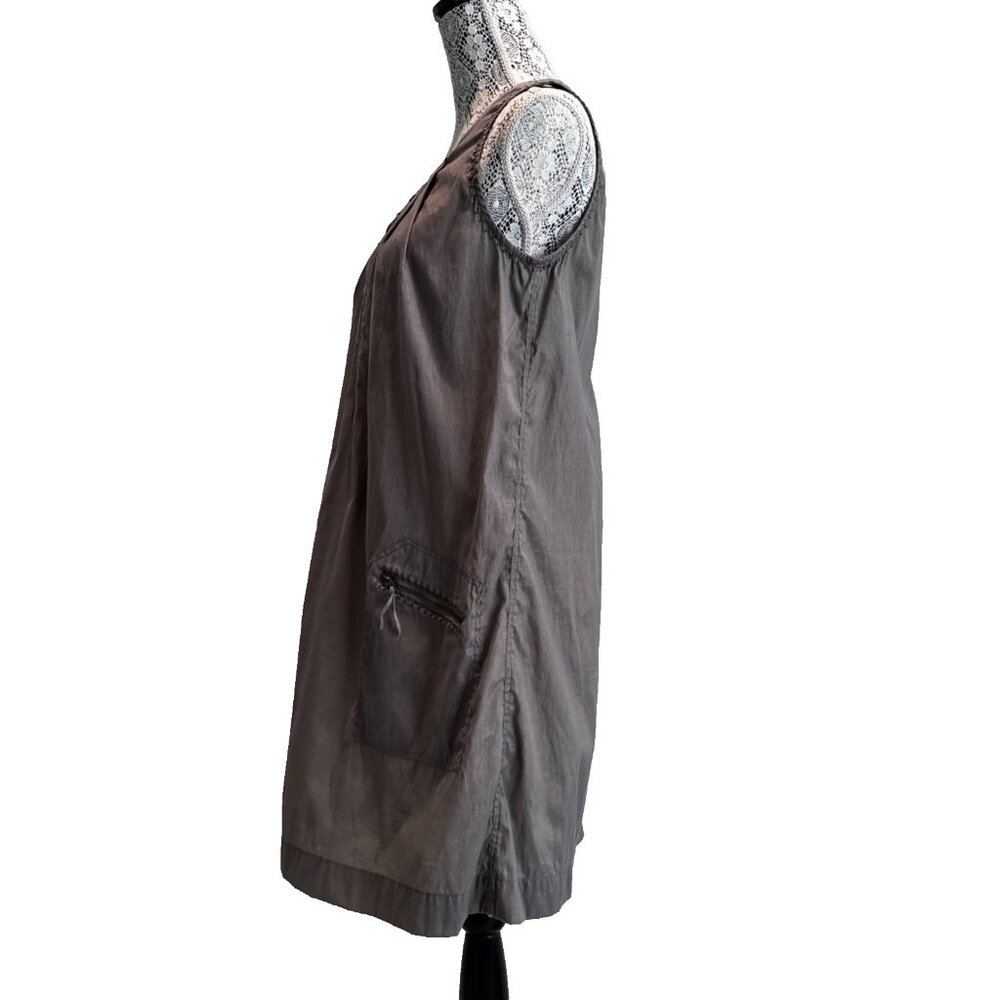 Truly By Part‎ Two Dress size12 Gray/Gold shiny Cotton peasant  Mini Pocket Zip - Picture 3 of 15